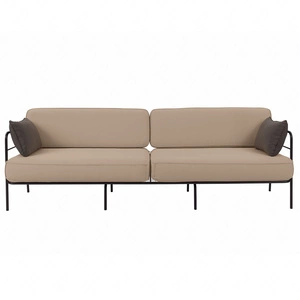 Sofa ogrodowa Teneryfa czarny / jasny beż / brązowy designerska sofa 3 osobowa doskonała na taras lub do ogrodowej strefy wypoczynku
