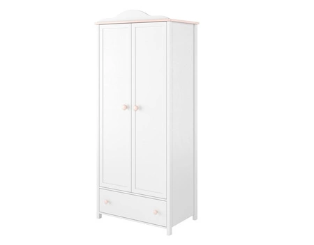 Szafa Luna 85 cm biały / różowy estetyczna szafa dedykowana do pokoju dziewczęcego wyposażona w dwa drążki na ubrania wiszące