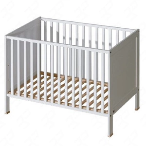 Łóżeczko niemowlęce Basal 120x60 cm białe klasyczne łóżeczko do pokoju niemowlęcego wykonane z litego drewna bukowego