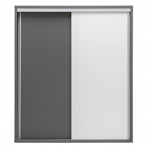 Regał Yugo z drzwiami przesuwnymi w kolorze popiel / biały połysk nowoczesny oraz funkcjonalny mebel do salonu pokoju młodzieżowego lub biura