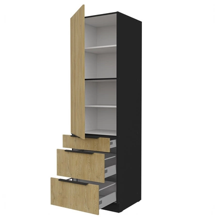 Słupek kuchenny Crotone 60 DKS-210 3S 1F szafka z szufladami odporna na działanie wilgoci i uszkodzenia metalowe uchwyty krawędziowe