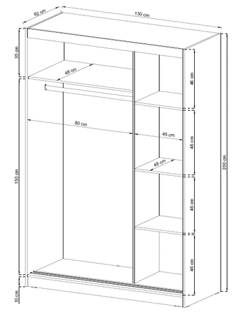 Szafa przesuwna Goya 130 cm biała nowoczesna szafa idealna do garderoby sypialni lub przedpokoju