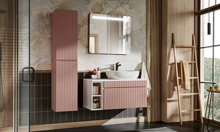 Szafka pod umywalkę Iconic 100 cm antyczna róża stylowy design szafki z ryflowaniami pojemna szuflada z systemem cichego domykania