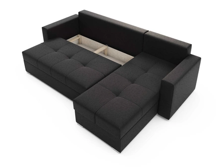 Narożnik z funkcją spania Aldo czarny prawostronny gwarantuje najwyższy komfort i funkcjonalność