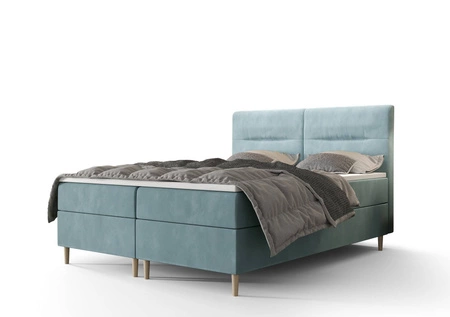 Łóżko kontynentalne Voltera 140x200 turkusowy w nowoczesnym skandynawskim stylu z charakterystycznym wezgłowiem