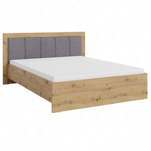 Łóżko Caspe 160x200 cm dąb artisan z pojemnikiem idealne łóżko do sypialni z częściowo tapicerowanym zagłówkiem