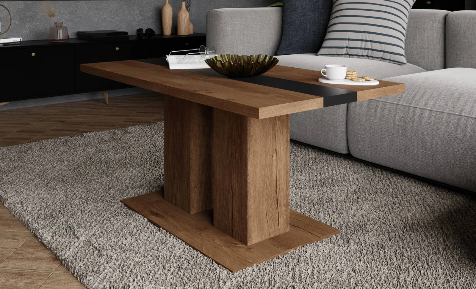 Stolik kawowy Salem dąb lefkas / czarny AR10