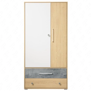 Szafa Cary 90 cm dąb biszkoptowy / biała / beton idealna do pokoju młodzieżowego funkcjonalna szafa z szufladami