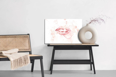 Obraz na płótnie malowane usta 100x70 cm ponadczasowa ozdoba każdego wnętrza obraz w stonowanej kolorystyce wysoka jakość wykonania