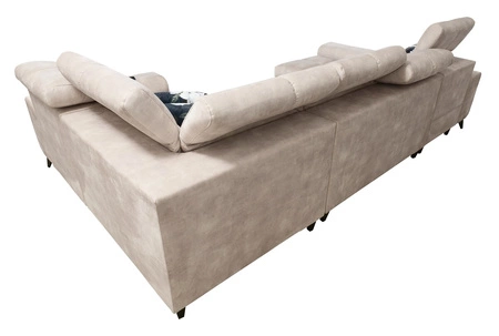 Narożnik z funkcją spania Buffalo IV oliwkowy lewostronny stylowy narożnik rozkładany z dwoma pojemnikami na pościel welurowa tkanina