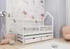 Łóżko dziecięce Dyzio 80x170 cm białe łóżko 2 osobowe wysuwane do pokoju dziecka drewniane łóżko domek z pojemnymi szufladami