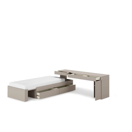 Zestaw mebli Woow clay grey prawy uniwersalny zestaw mebli narożny z możliwością dopasowania do układu wnętrza meble młodzieżowe