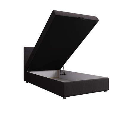 Łóżko kontynentalne Flint 100x200 grafitowe w nowoczesnym skandynawskim stylu z tapicerowanym zagłówkiem łóżko z pojemnikiem