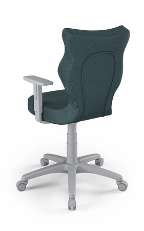 Krzesło do biurka Duo niebieskie idealne do wzrostu 146-176,5 cm ergonomiczne siedzisko regulowane podłokietniki odporna tkanina