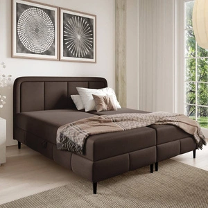 Łóżko kontynentalne Monte 120x200 brązowe designerskie łóżko z pojemnikami na pościel doskonałe do sypialni i pokoju młodzieżowego