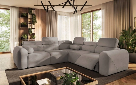 Narożnik z funkcją spania Cantare III Lux szary popiel prawostronny stylowy i komfortowy narożnik do salonu z podnoszonym podnóżkiem