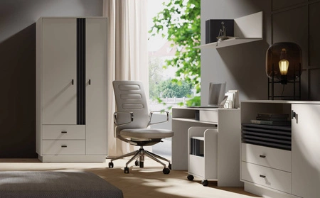 Komoda z szufladami Estan 120 cm beżowy / antracyt nowoczesny design mebla wysoka jakość wykonania obrzeża komody wykończone specjalną okleiną