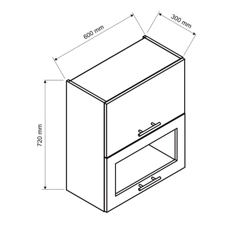 Szafka kuchenna wisząca Zova WS60GRF/2 SD biała szafka do kuchni z przeszkleniem z frontami otwieranymi do góry frezowane uchwyty