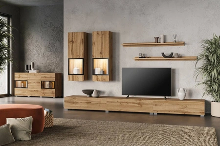 Meblościanka Baros dąb wotan modernistyczny design idealnie wkomponuje się do każdego wnętrza