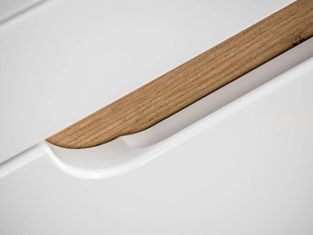 Szafka pod umywalkę Aruba 60 cm dąb craft złoty / biały połysk starannie wykonana szafka z szufladami odporna na wilgoć owalny kształt