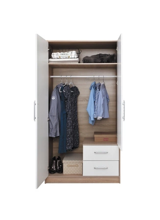 Szafa z lustrem Caspe 100 cm beżowa nowoczesny design wykończenie ABS oraz aluminiowe uchwyty