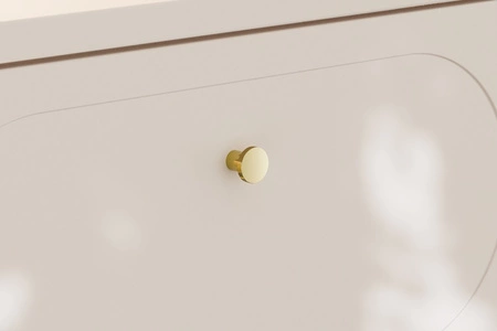 Szafka pod umywalkę Donna Sand 80 cm beżowa elegancka szafka wisząca z dekoracyjnym obłym frezowaniem złote uchwyty wykonane z metalu