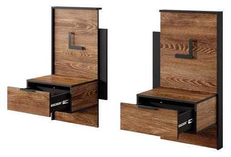 Szafki nocne Dover kasztan / antracyt z szufladą nowoczesna forma mebla oświetlenie LED idealna szafka do sypialni