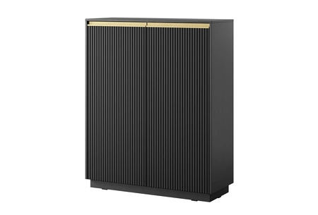 Komoda wysoka Imperial 104 cm czarny elegancka stylowa komoda o wyjątkowym charakterze z frezowanymi frontami i złotymi uchwytami