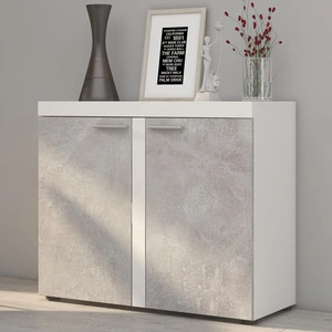 Komoda Rene 97 cm biała / jasny beton nowoczesny design mebla obrzeża komody wykończone specjalną okleiną ABS