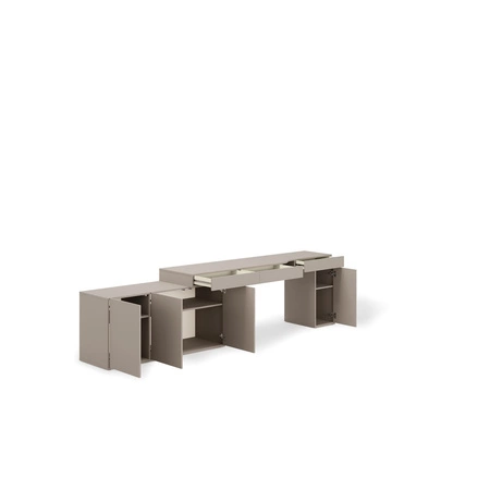 Biurko z kontenerkiem i komodą Woow 321 cm clay grey lewe praktyczne i uniwersalne biurko z szufladami z opcją obustronnego montażu