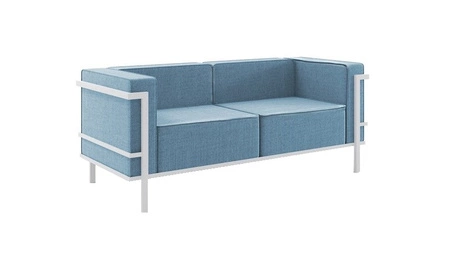 Sofa ogrodowa Ibiza biały / morski nowoczesny design sofa z poduchami do przydomowej strefy wypoczynkowej wytrzymały stelaż