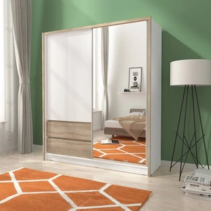 Szafa przesuwna Cento 184 cm biała / dąb sonoma nowoczesny design szafa idealna do garderoby sypialni lub przedpokoju