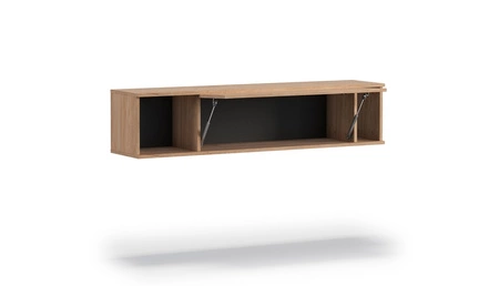 Szafka wisząca Tutti 135 cm dąb hikora minimalistyczny design stylowa prosta forma mebla z bezuchwytowym frontem