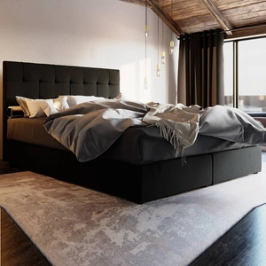 Łóżko kontynentalne Widnes 180x200 czarny w nowoczesnym skandynawskim stylu z charakterystycznym wezgłowiem