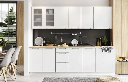 Słupek kuchenny Zova D60 LO/2333 biały wysoka szafka do zabudowy lodówki frezowane uchwyty szafka odporna na uszkodzenia i wilgoć