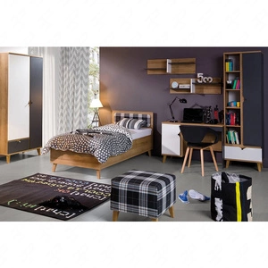 Zestaw mebli Memone dąb złoty / biały / grafitowy nowoczesny design stylowy zestaw mebli do pokoju dziecka w stylu skandynawskim