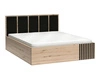 Łóżko Cali 180x200 cm dąb artisan / czarny z pojemnikiem to idealne łóżko do sypialni tapicerowany zagłówek ozdobne lamele na łóżku
