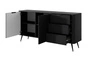 Komoda z szufladami Lante 163 cm czarna gustowna komoda z ryflowanymi frontami wsparta na wysokich skośnych nogach stylowe uchwyty