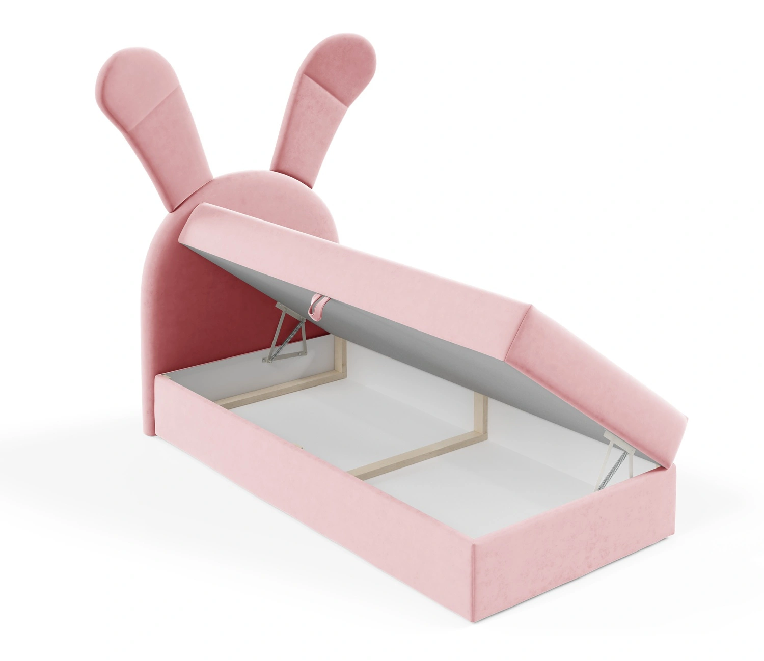 Łóżko kontynentalne Beti 100x200 w kolorze różowy otwarte