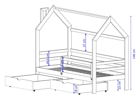 Łóżko drewniane Dale 90x190 cm białe nowoczesny design łóżko dziecięce wykonane z litego drewna sosnowego łóżko dziecięce domek