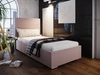 Łóżko tapicerowane Eljas 90x200 pudrowy róż z zagłówkiem w nowoczesnym stylu idealne do pokoju młodzieżowego lub małej sypialni
