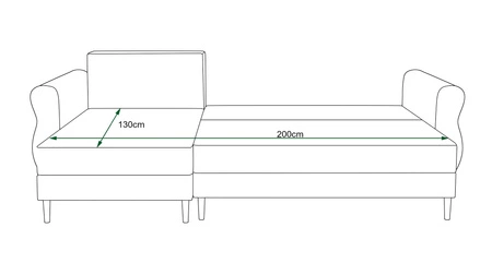 Narożnik z funkcją spania Wilkins butelkowa zieleń lewostronny stylowy i nowoczesny design wpisujący się w każdą aranżację