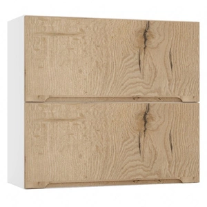 Szafka kuchenna wisząca Zova WS80GRF/2 biały / dąb halifax fronty szafki otwierane do góry frezowane uchwyty odporna na uszkodzenia