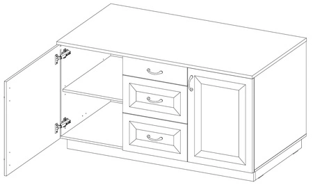 Komoda z szufladami Style 150 cm dąb artisan / szary grafit użytkowa i funkcjonalna komoda metalowe uchwyty stylowe frezowane fronty