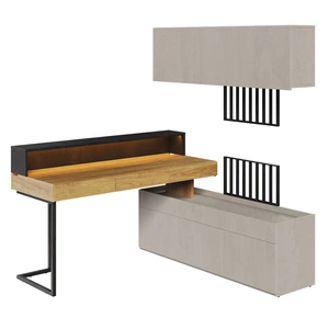 Zestaw mebli Teen Flex hikora naturalna / silk flou / raw steel uniwersalne meble z możliwością dopasowania układu wnętrza