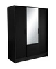 Szafa z lustrem Norel 150 cm czarna stylowa szafa o nowoczesnym designie z ryflowanymi frontami i pojemnymi szufladami