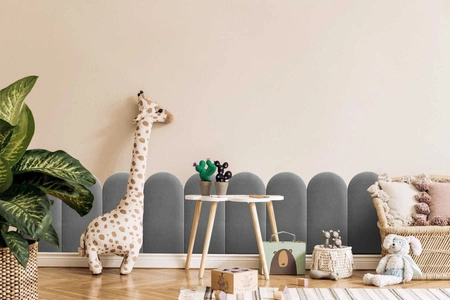 Panel tapicerowany Wally 30x80 cm jasny szary stylowy panel ścienny płotek welurowa tkanina modne wykończenie każdej aranżacji