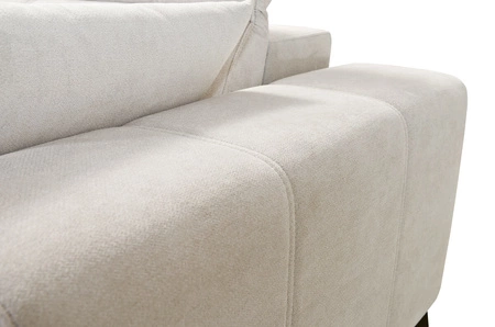 Narożnik z funkcją spania Penejos III jasny szary lewostronny wygodny i komfortowy narożnik do salonu dwa pojemniki na pościel