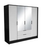 Szafa z lustrem Norel 200 cm czarny / biały stylowa szafa o nowoczesnym designie z ryflowanymi frontami i pojemnymi szufladami