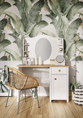 Biurko Story 110 cm biały / dąb nash modne biurko z szufladą do pokoju młodzieżowego praktyczny i ergonomiczny mebel z obszernym blatem